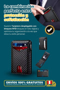 Tarjetero desplegable con bloqueo RFID