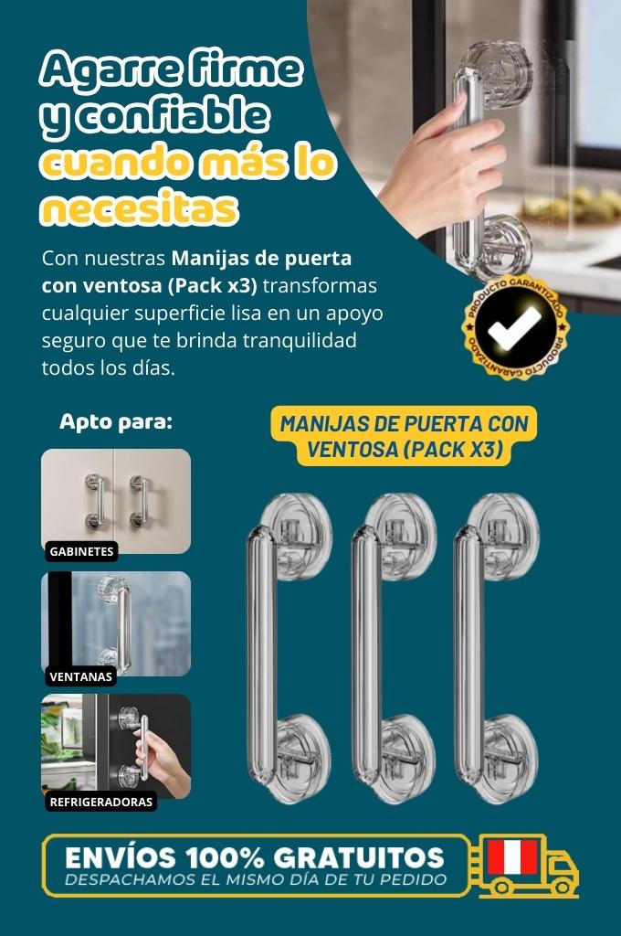 Manijas de puerta con ventosa (Pack x3)